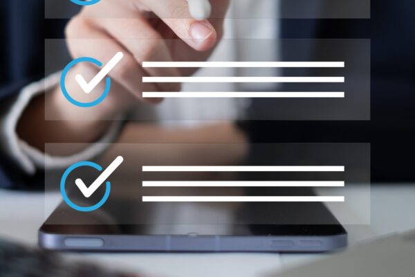 Professional entrepreneur businessman working in office check checklist form document report checkbox questionnaire task to-do list survey choice management quality control concept